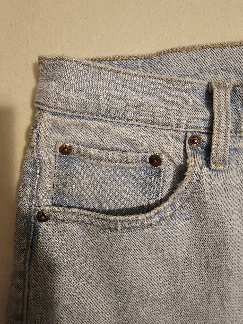 NEW! ABERCROMBIE The Dad Shorts Light Blue Raw-Hem Denim Shorts High Waist Sz 12 - Picture 11 of 14